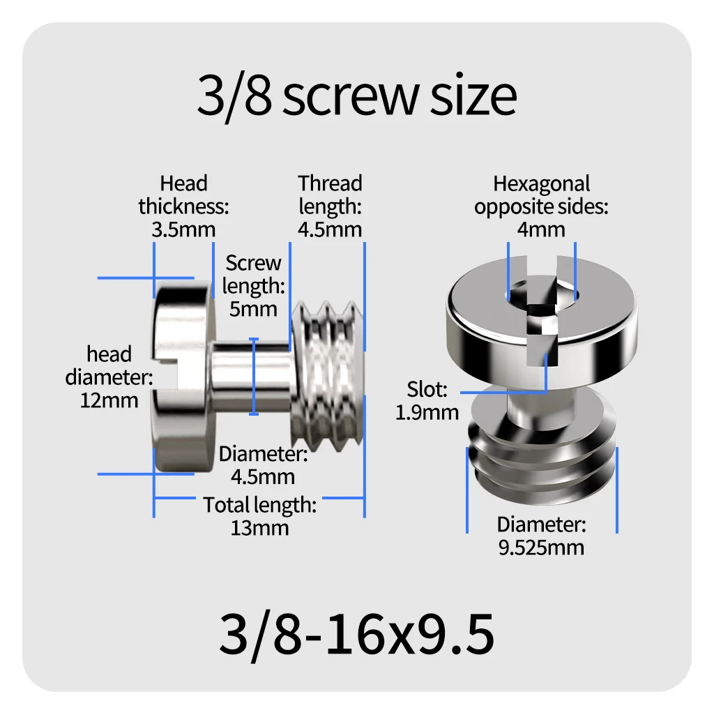 Kameraschraube 1/4"-20 & 3/8"-16 & M3 Gewindeschraubenmuttern für Stativ Kugelkopf Schnellwechselplatte für DSLR-Kamerafotografie – Detail 7
