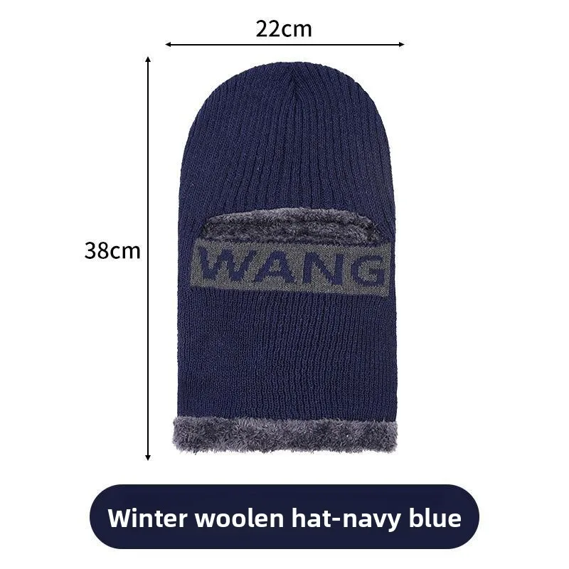 Nieuwe winterwarme fleece gevoerde gebreide muts en nekwarmercombinatie voor herfst en winter, winddichte katoenen fietsmuts, pulloverhoed