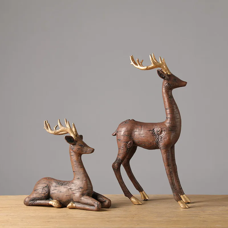 

Современный винтажный олень-талисман для привлечения богатства, дизайнерский высококачественный декор для прихожей, статуэтка оленя из смолы для дома FYFM