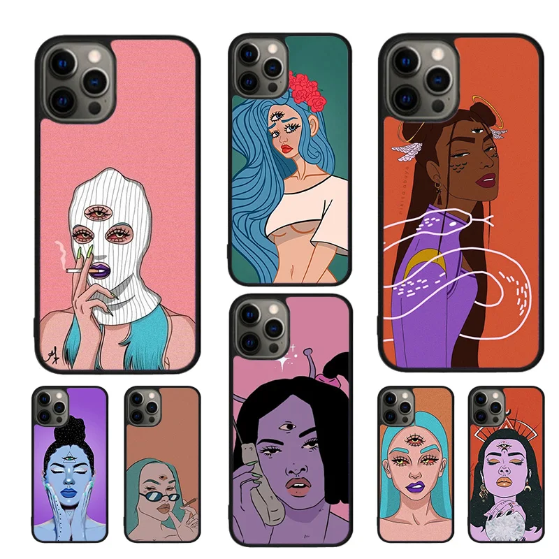 Three Eyed Girl Aesthetic Phone Case For iPhone 16 15 14 11 12 13 mini Pro  XR XS MAX Plus coque Cover Shell