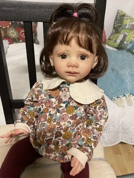 DLS, suministro limitado personalizado, muñeca Reborn de 25 pulgadas Fritzi con pelo enraizado a mano, muñeca ya terminada con diferentes vestidos