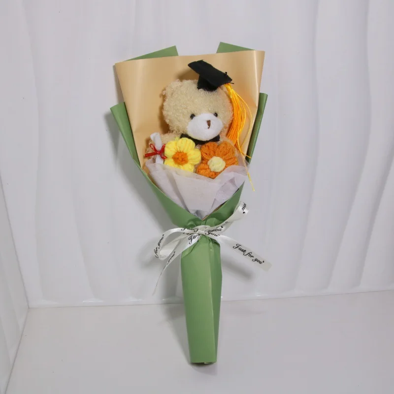 

Chic Bouquet Decoration Bear Bouquet Plush Toy Sunflower Animal Bouquet 30cm Graduation Gift Cartoon Lovely Bear Teacher's Day