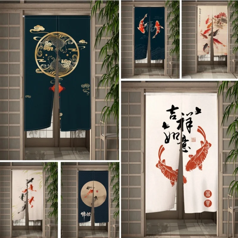 Chinese Dragon Red Noren Japanese Door Curtain Room Kitchen Corridor Partition Modern Home Entrance Split Japanese Half Curtains