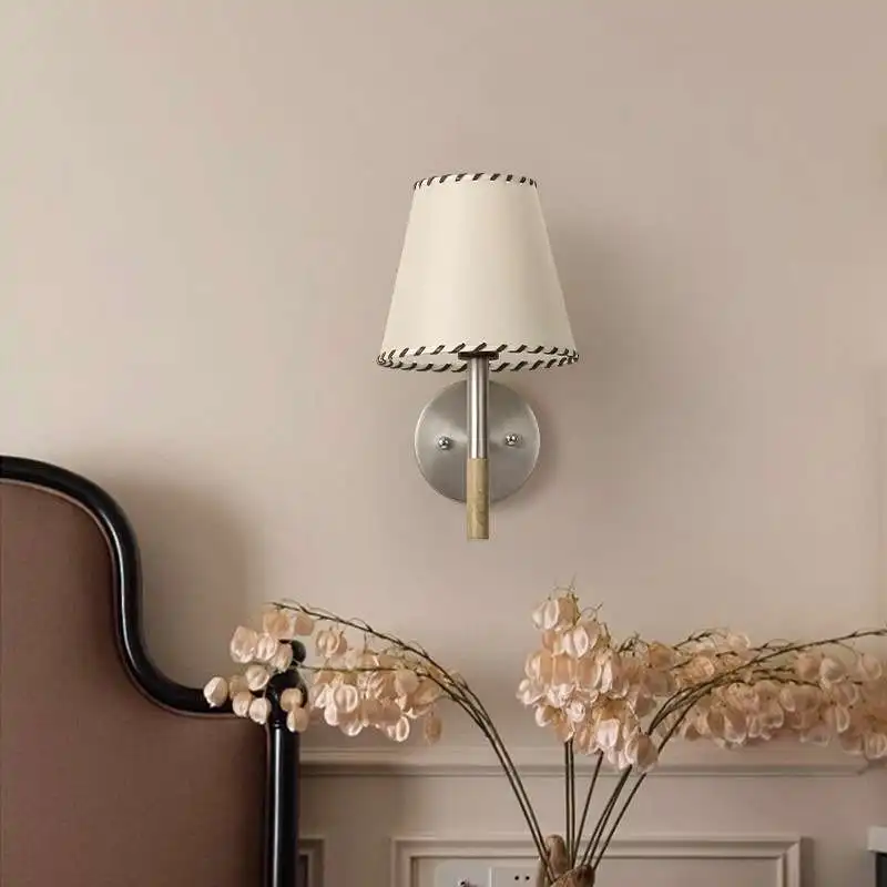 Nanyang retro cloth covered wall lamp, home living room, bedroom, bedside can swing, simple wall lamp with plug, no wiring lamp