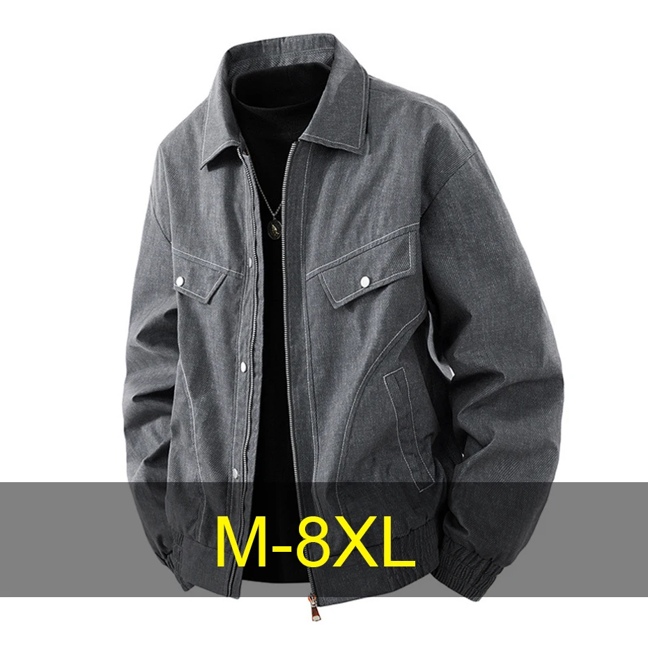 

8XL Plus Size Cargo Jacket Men Jacket Coat Male Spring Autumn Coat Fashion Casual Solid Color Outerwear Outdoor