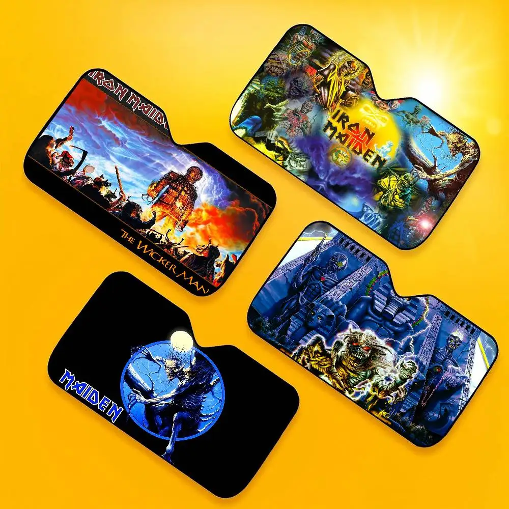 

Band I-Iron M-Maidenes Car Sunshade Shield Windshield Window Sun Blocker Cover Interior Protection For Truck SUV Visor Universal