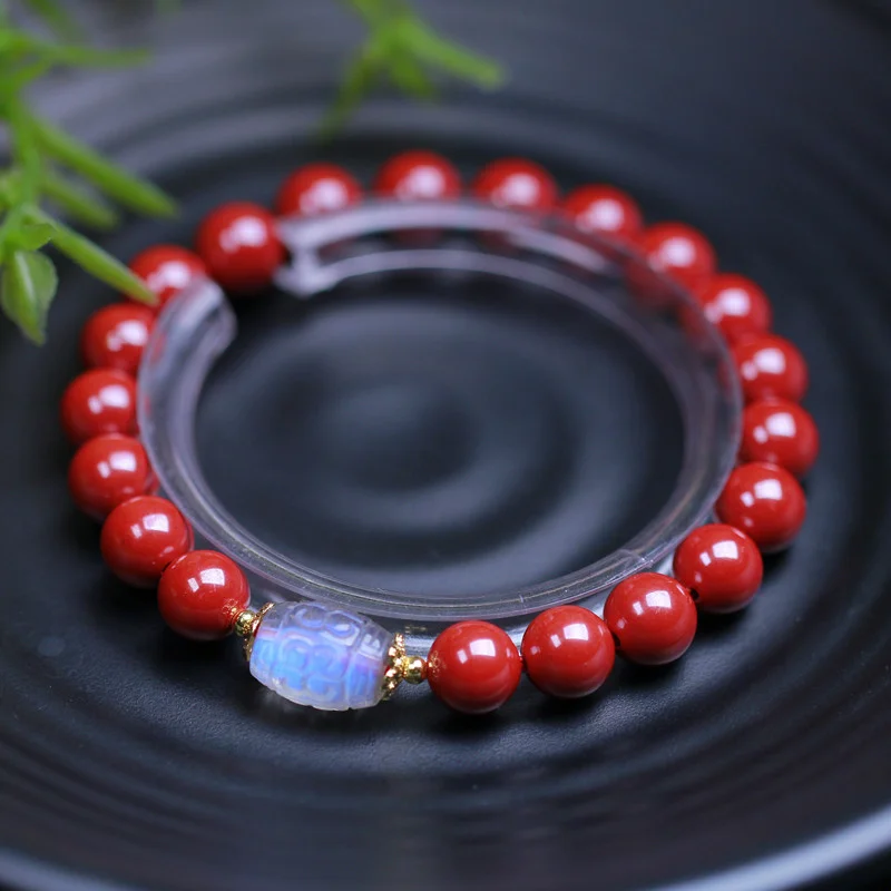 

Natural cinnabar Bracelet moonstone accessories transfer beads Bracelet fashion ceremony men's and women's jewelry gift