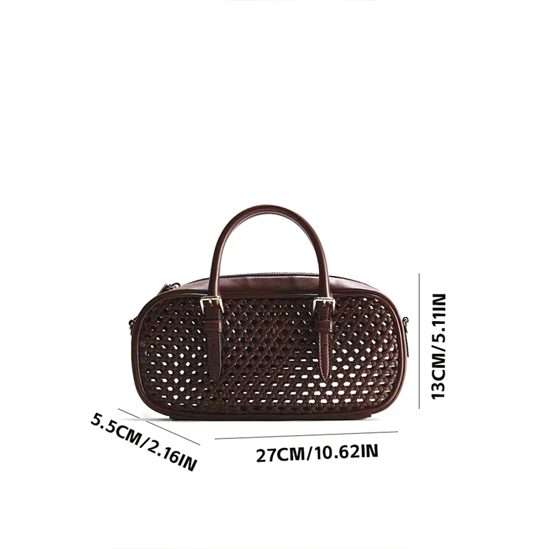 Designer Hollow Boston Bowling Umhängetasche, Vintage Handtasche mit Tragegriff für Damen, Leichte Vielseitige Tote Bag für den Arbeitsweg – Detail 1