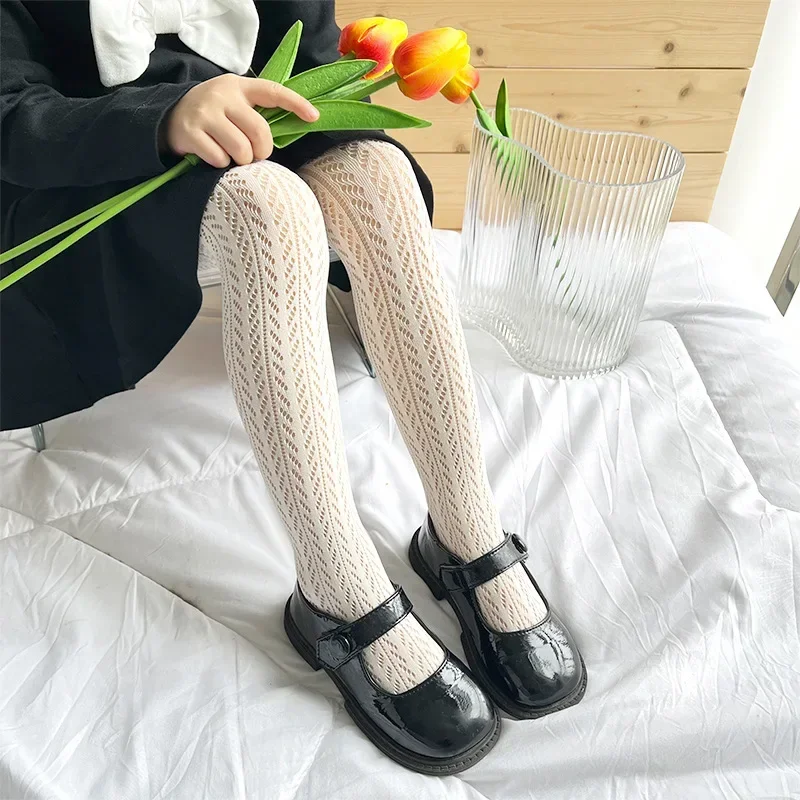 Children Girl Tights Ins Simplicity Heart Wheat Style Pantyhose for Baby Girl Summer Thin Breathable Kids Dance Stocking Sock