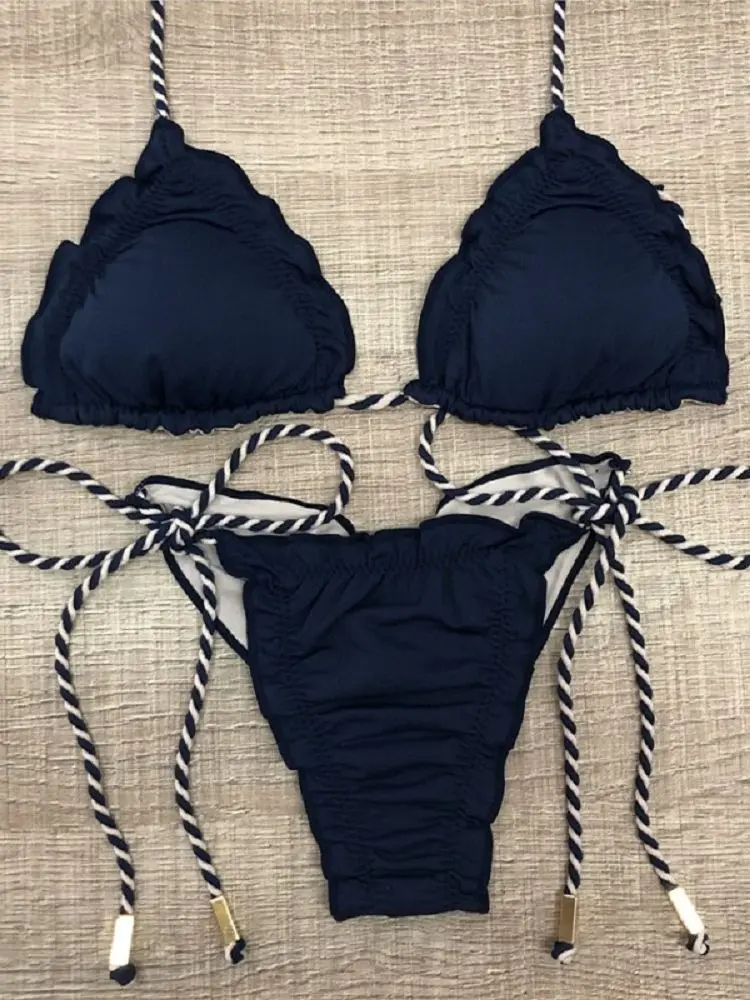 Maillot de bain brésilien sexy pour femmes, bikini, bandage, col licou, push-up, ensemble deux pièces, vêtements de plage, 2020