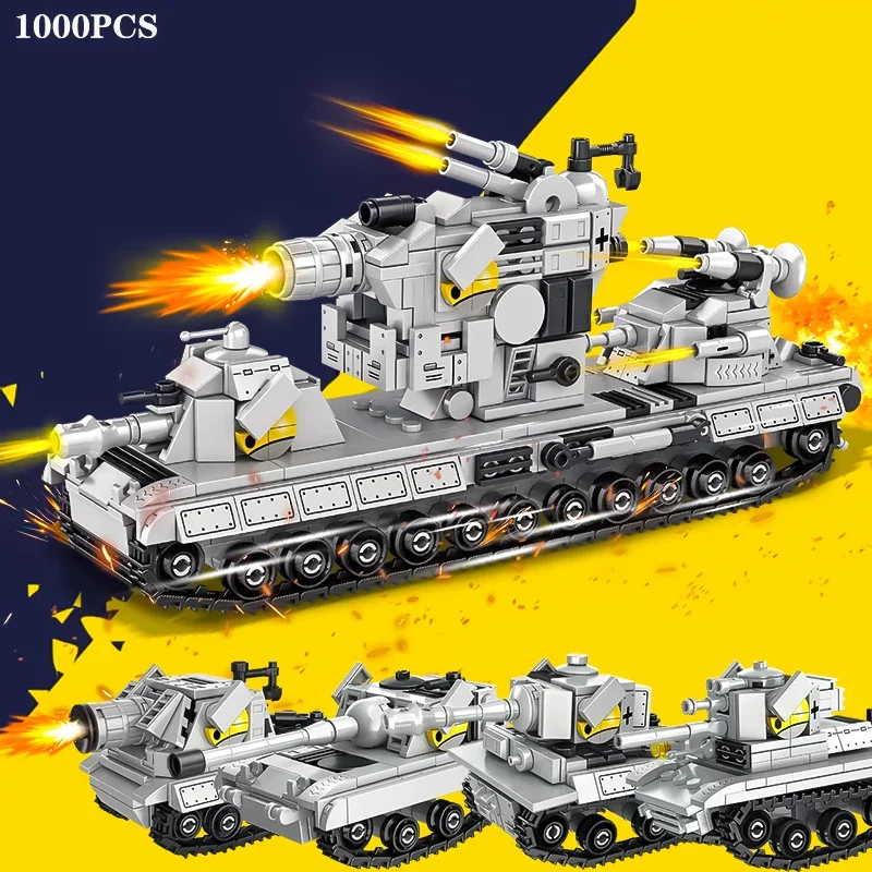 Russian military KV-44 tank 99 My military world assembled building blocks super heavy armored car boy moc toy train gun gift