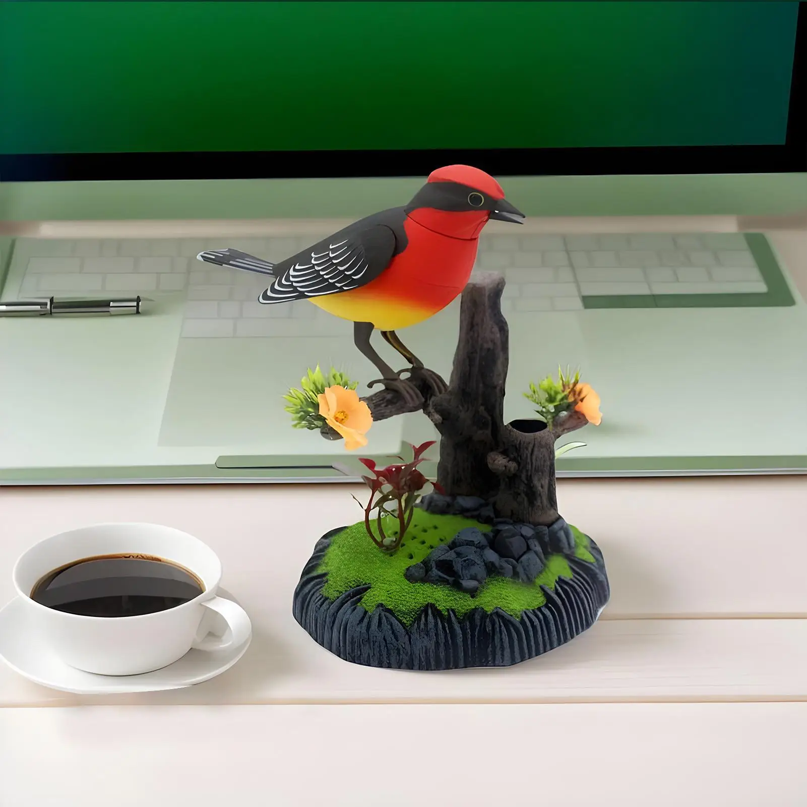 Simulatie Elektronische Vogel Kinderen Speelgoed Chirp Penhouder Decoratieve Realistische Huisdier Vogel Voor School Kinderen Slaapkamer Woonkamer Keuken