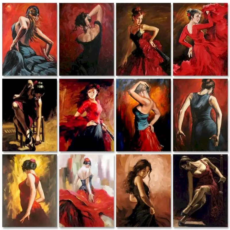 

GATYZTORY Diy Painting By Numbers Crafts Dancing Women Pictures By Numbers Handicrafts Acrylic Paints Room Decors Diy Gift For A