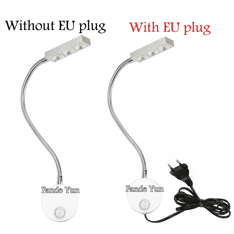 3W LED flexible hose wall lamps Silver Black bedside reading bending lamp mirror make-up painting lights LED sconces AC85-265V