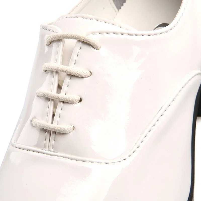 Big Size 6CM High Heel Man Dress Shoes Solid Color Formal Office Lace Up Party Wedding Business Height Increasing Leather Shoes