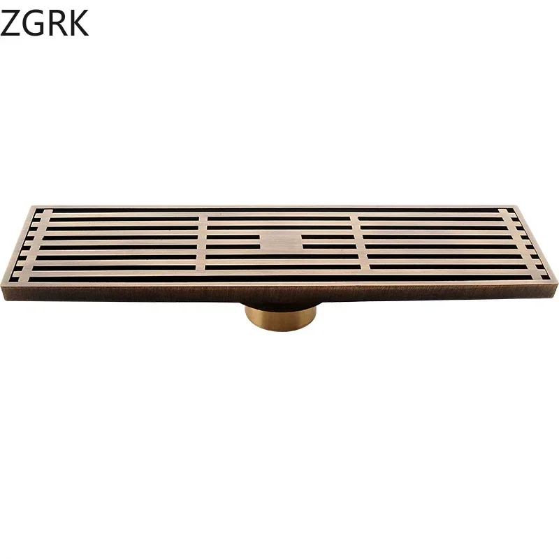 Brass Ectangular Floor Drain Bathroom 20/30CM Anti Odor Bathroom Strip Large Displacement Drain Gang Shower Accessories