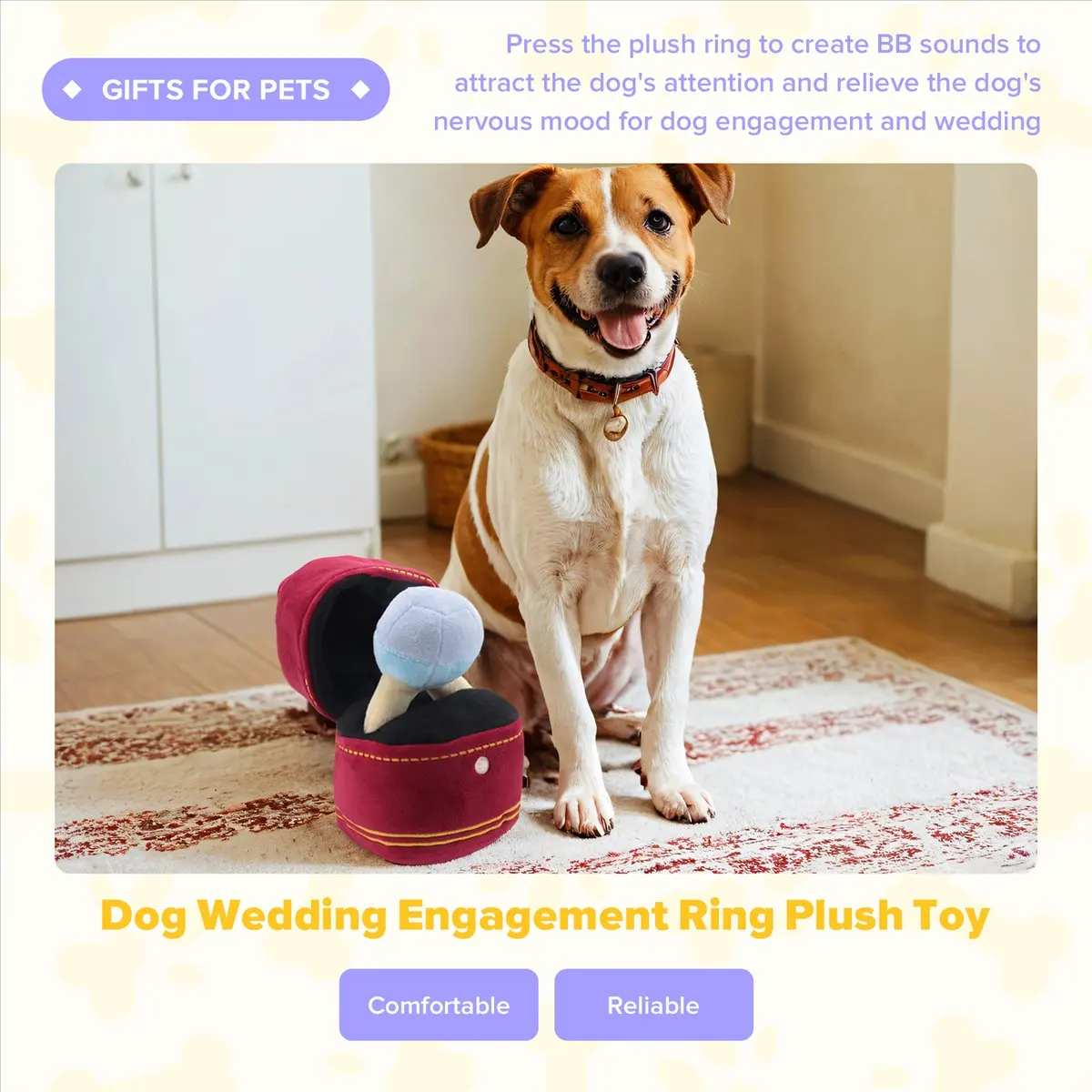 【ELEVATE LIFE】 Ring Box Love Ring Case Stuffed Pet Chew Toy Sounds Puppies Kids Soft Dog Interested Toys ABDD