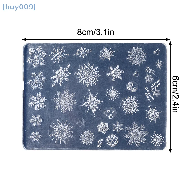 【buy009】Santa Claus Snowman Winter Snowflakes Christmas Tree Design Christmas Nail Accessory Manicure Silicone Carving Mould D