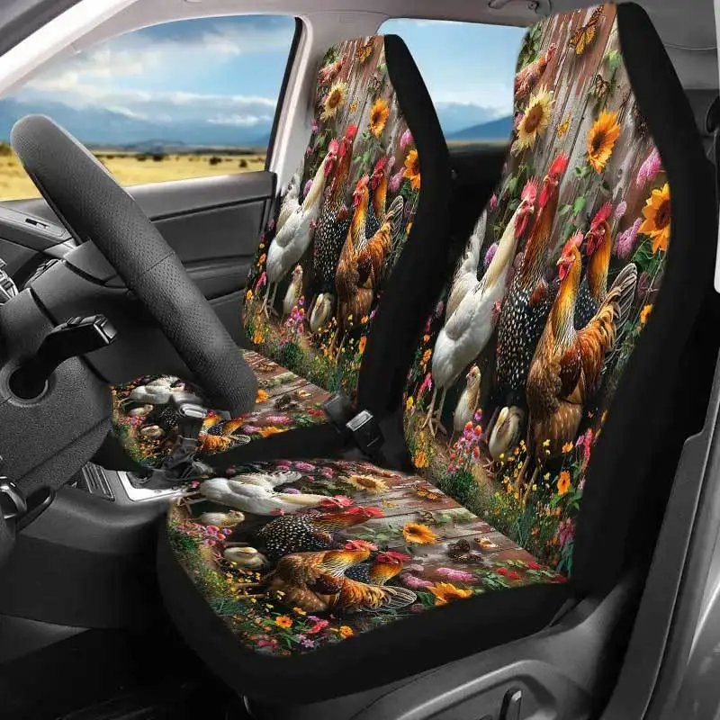 2pcs, Country-style Chicken Coop Flower Car Seat Cover 2pcs, Suitable For SUV Truck, Unique Country-style Design, Seat Cover
