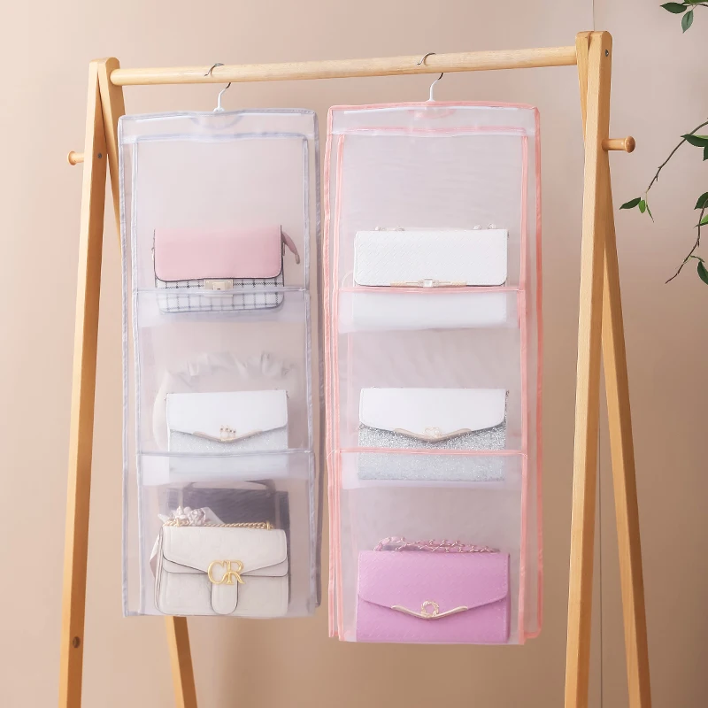 Hanging Handbag Organizer Wardrobe Closet Transparent Storage Bag Door Wall Clear Sundry Shoe Bag Hanger Pouch Accessories Stuff