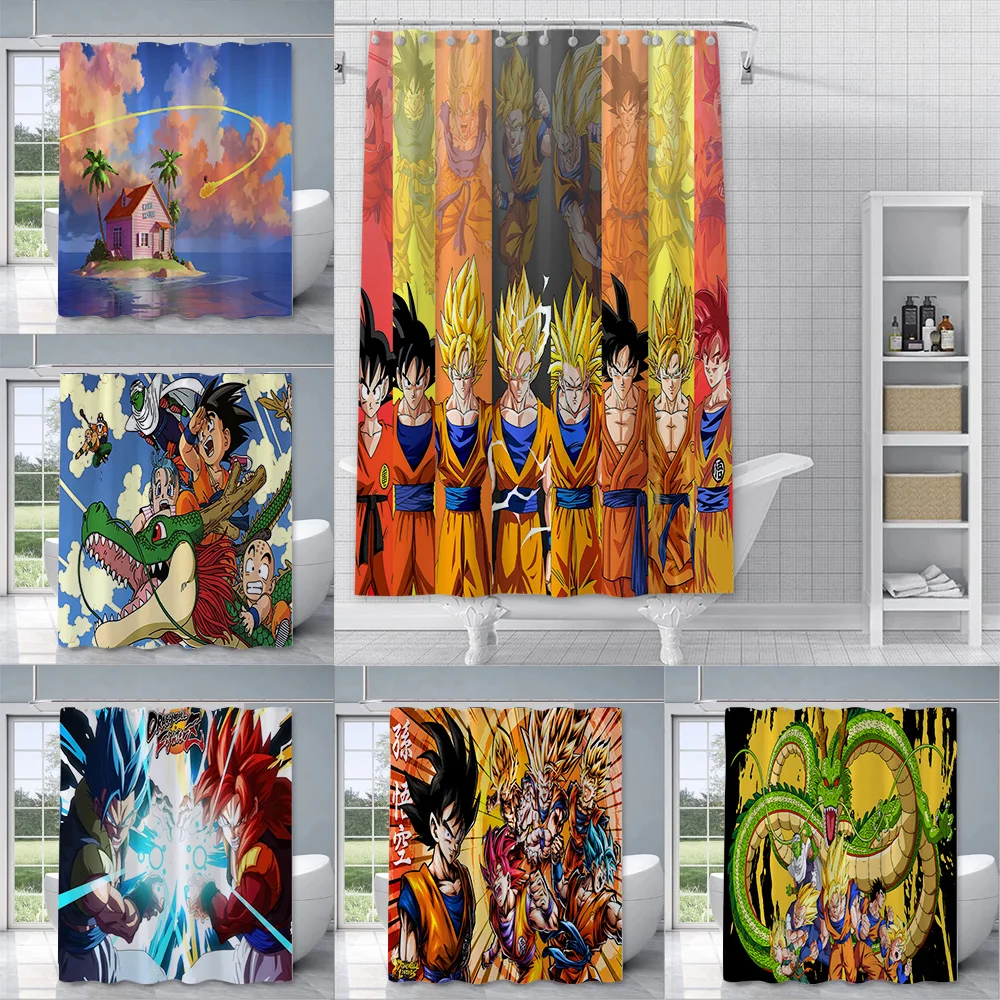 

Anime B-balls Shower Curtain Waterproof Polyester Fabric Paint Bath Curtains B-balls Bathroom Decor D-dragons Curtain With Hook