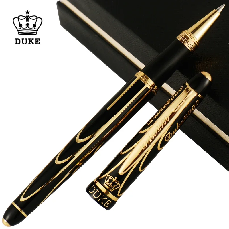 DUKE Century Pioneer Series Rollerball Pen Metal Cool Style Black Business Signature Pen 05mm Black Gift Box Set High Quality