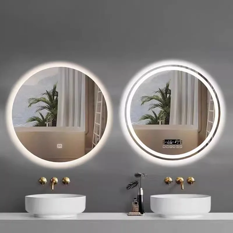

Nordic Minimalist Style Wall Mounted LED Luminous Mirror Mist Removal Touch Screen Circular Intelligent Bathroom Mirrors Espejos