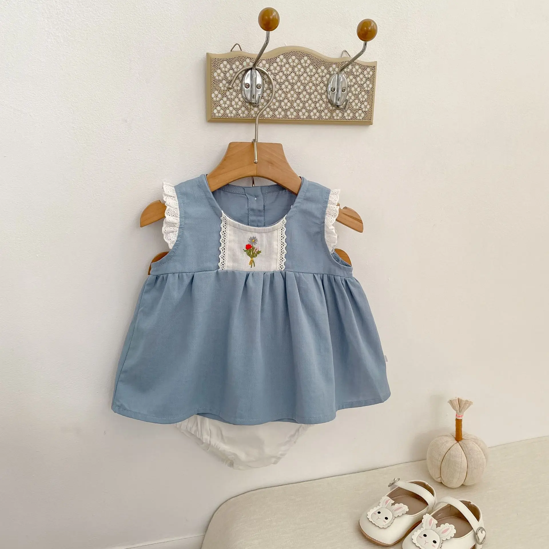 Girls' 2026 Summer Outfit New Korean Style Western-style Suit Vest Top Bag Fart Pants Set Pure Cotton Breathable Two-piece Set