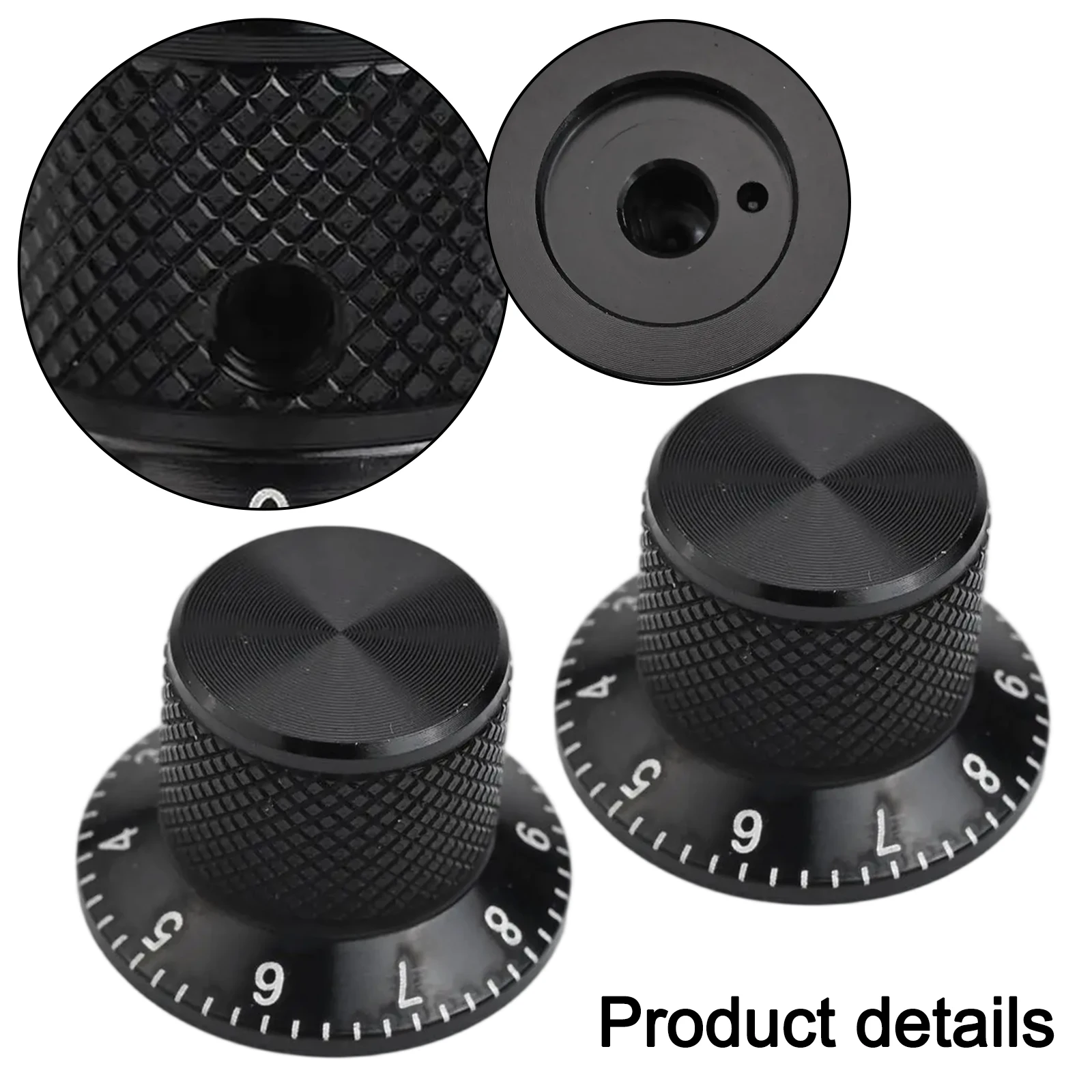 Set of 2 Aluminum Potentiometer Knobs with Solid Core and 6MM Hole for Easy Replacement and Smooth Volume Adjustment on Guitars