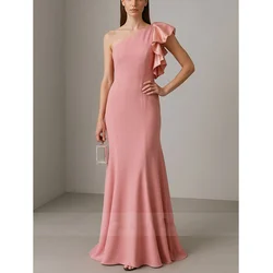 Simple One Shoulder Sleeveless Bridesmaid Dresses Wedding Party Dress Elegant Mermaid Floor Length Formal Occasions Dress