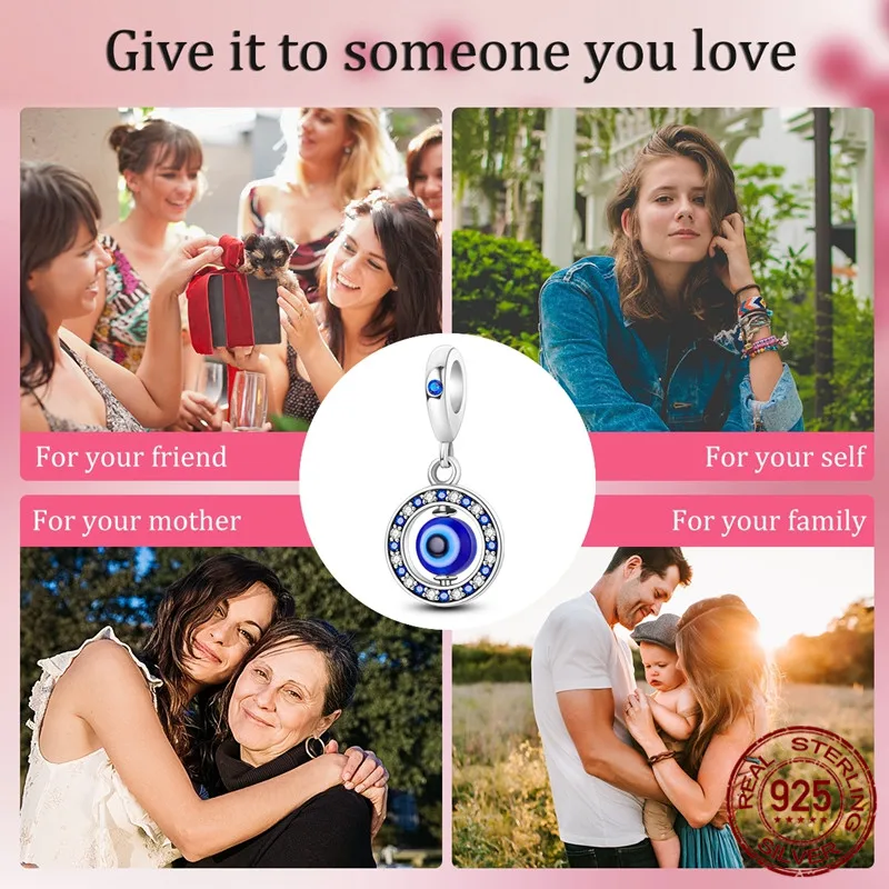 925 Sterling Silver Beaded Cat's Eye Pendant - Perfect for Pairing with Original Bracelets - DIY Women's Jewelry Gift