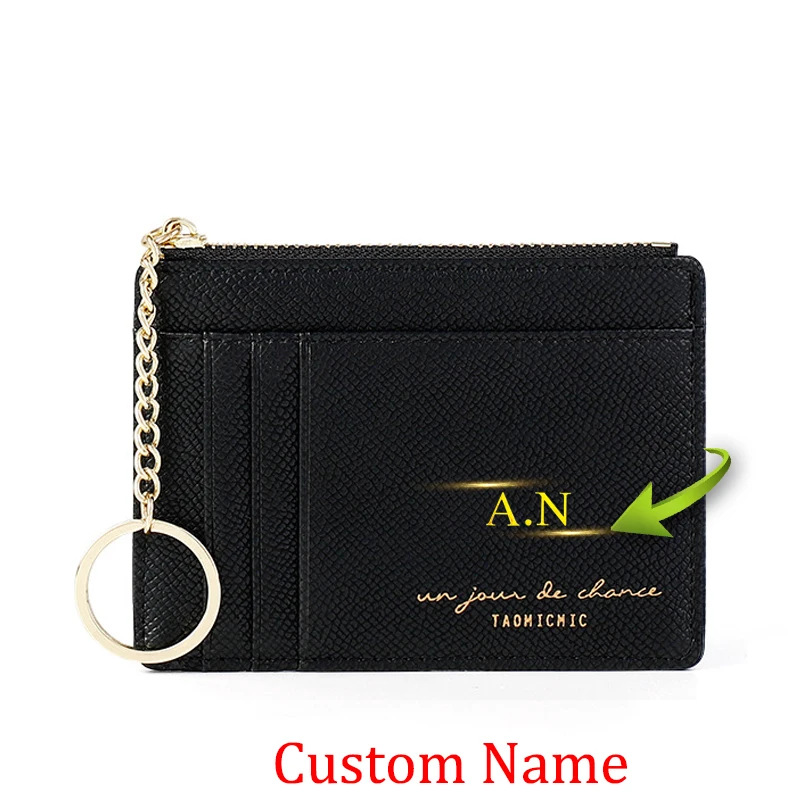 Tarjetero personalizado para mujer, monederos, Mini llavero, billetera pequeña, billetera personalizada, tarjeta de identificación de negocios, bolsa de monedas, regalos