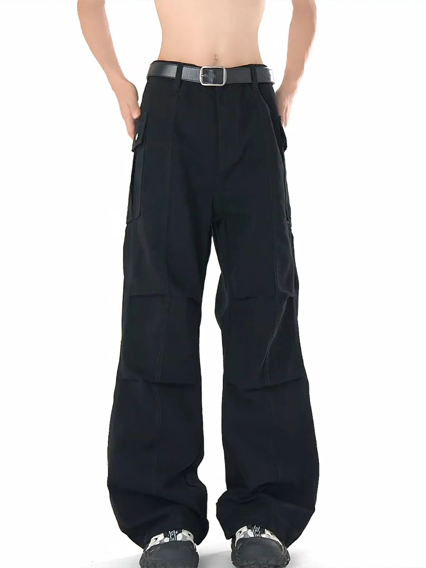 

American Sle Folded Paratrooper Workwear Pants Men's Straight Leg Autumn Cleanfit Wide Leg Knife Pants Big ket Long Pants