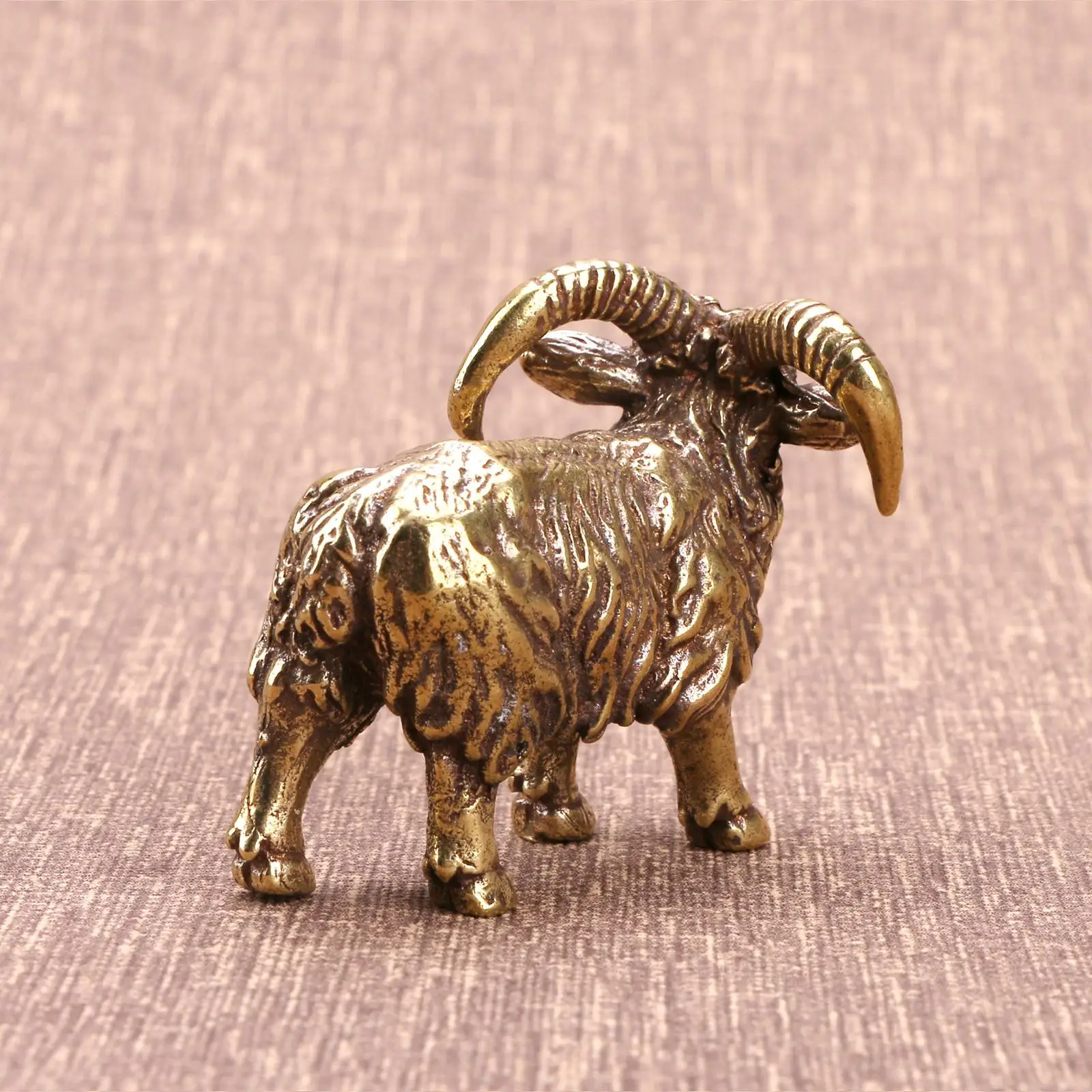 Brass Goat Statue Home Decoration Realistic Crafts Luck Creatures Statue Mini Animal Figure Sheep Miniature for Living Room