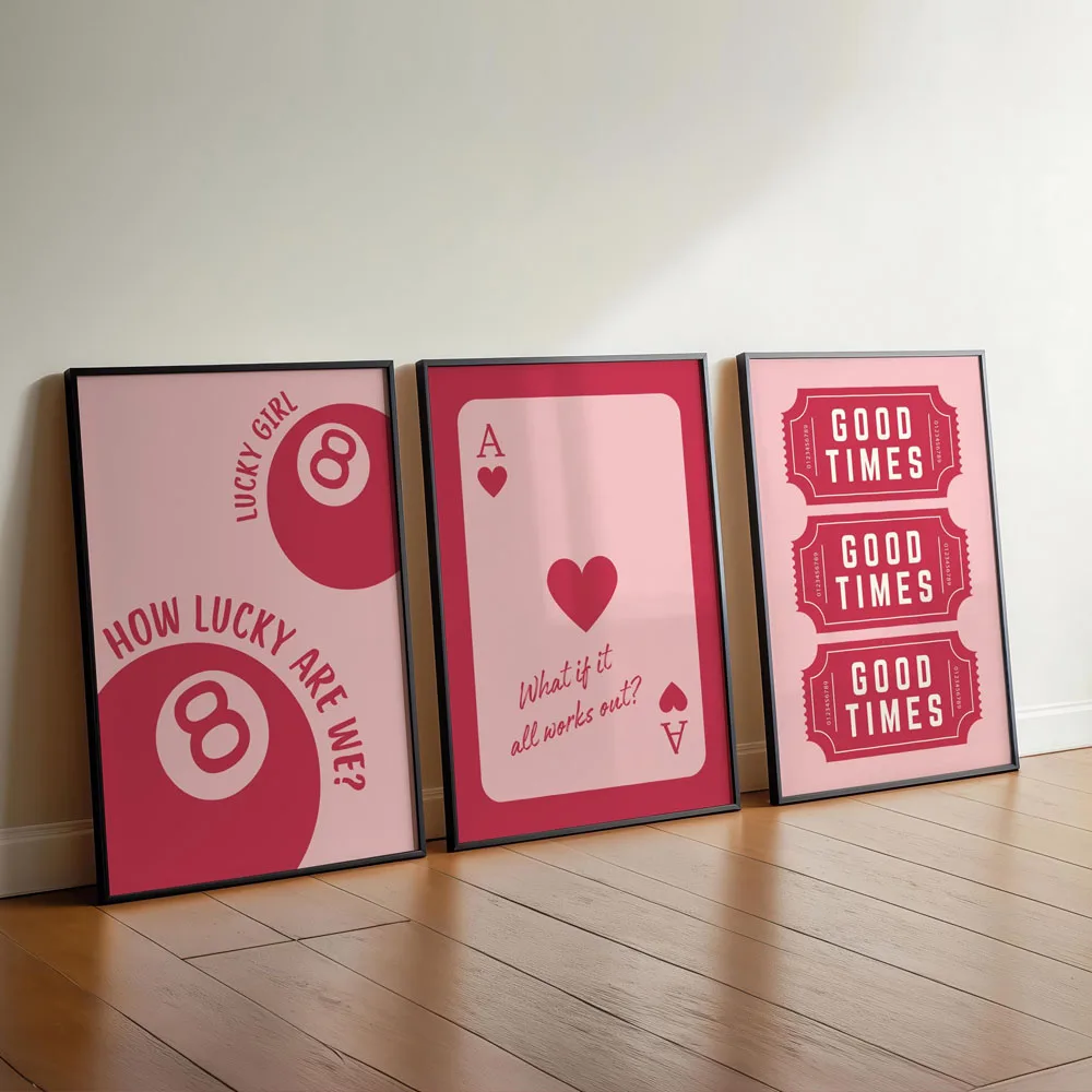خمر محظوظ 8 الكرة الآس من القلوب والأوقات الجيدة تذاكر جدار الفن يطبع قماش اللوحة المشارك غرفة المعيشة غرفة نوم ديكور المنزل #2