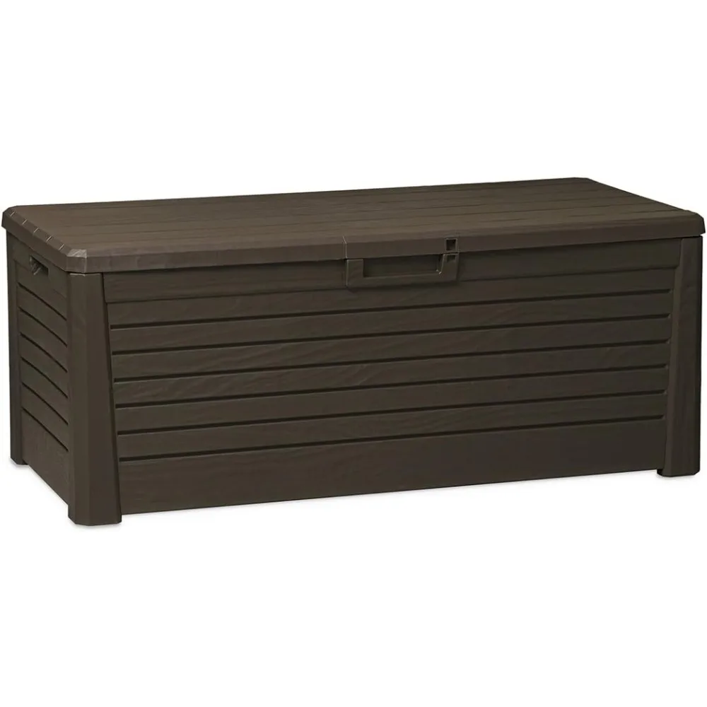 Weather Resistant Heavy Duty 145 Gallon Novel Plastic Outdoor Storage Deck Box with Lockable Lid and 793 Pound Weight