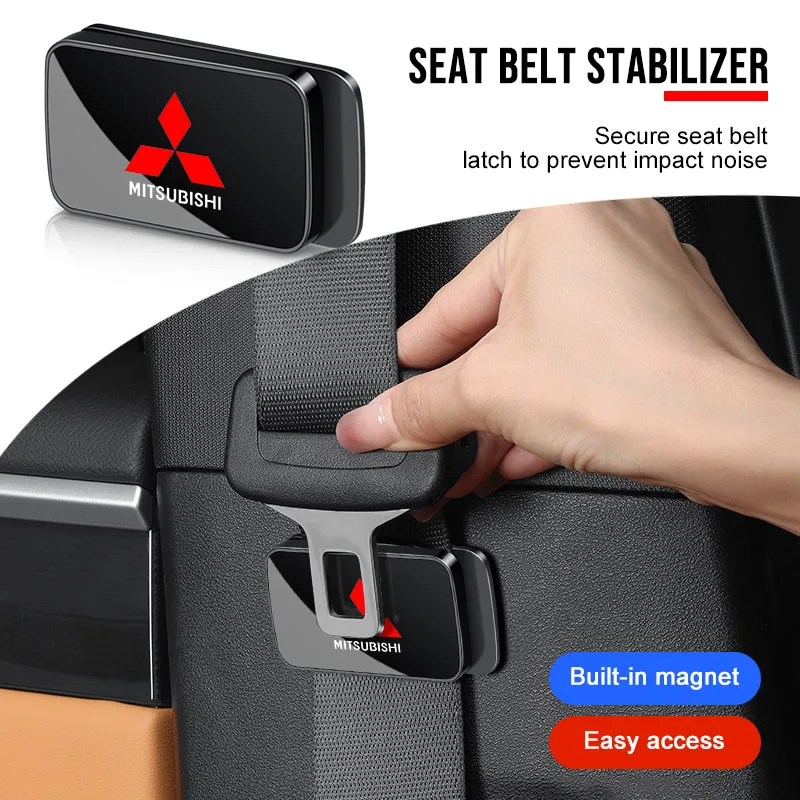 Verstellbarer Auto-Sicherheitsgurthalter, Stabilisator, Befestigungsclip, Begrenzer, Emblem für Mitsubishi ASX Lancer 10 Pajero Outlander L200