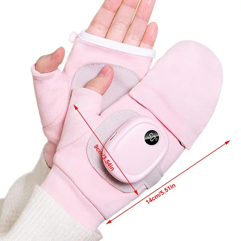 Heating Gloves For Women Heated USB Rechargeable Fingerless Gloves Heat Gloves For Winter Full And Half Hand Warmers For Cycling