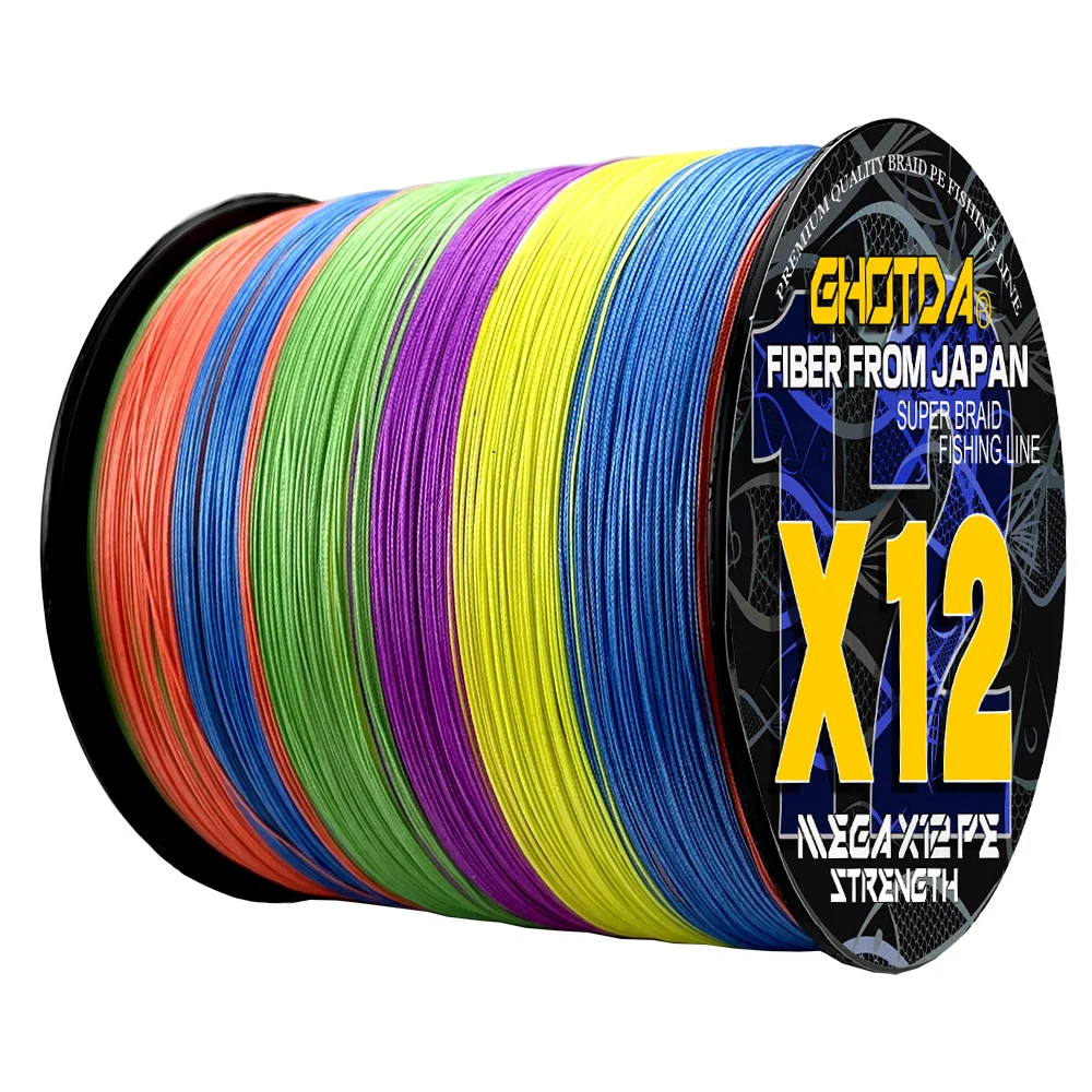 X12 Braided PE Lure Fishing Line Pesca Carp Multifilament Fly Wire Saltwater Anti-corrosion 100M Strong Pulling Force 120LB