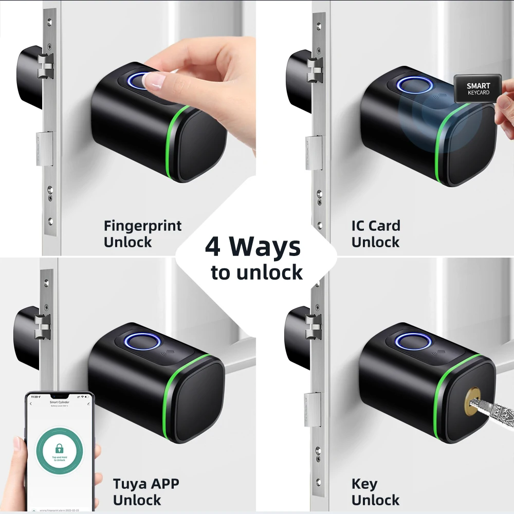 AVATTO Tuya Bluetooth Smart Electronic Door Lock,DIY Cylinder Core Fingerprint/Smart Card/Password/Key Unlock for Home Security