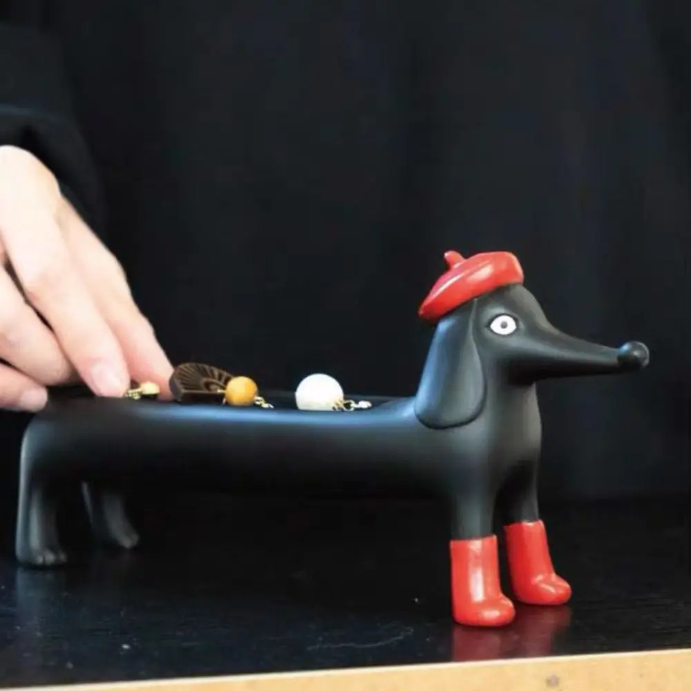Resin Dachshund Ring Organizer Dustproof Ring Holder Jewelry Display Box Exquisite Home Decor Ring Trinket Storage Box