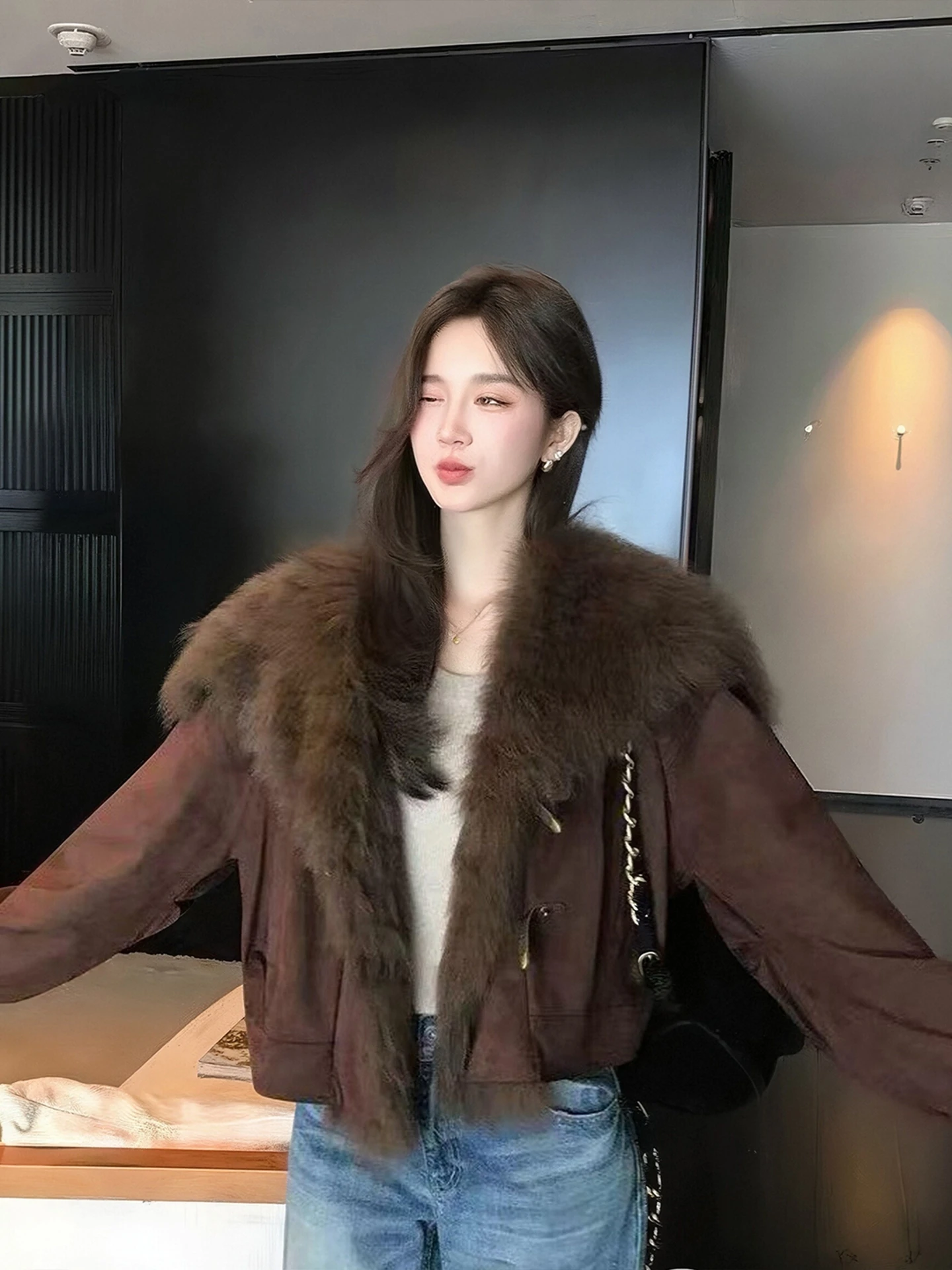 

Женская утепленная хлопковая куртка-парка в стиле ретро с большим меховым воротником, теплая, модная, больших размеров, зимнее пальто