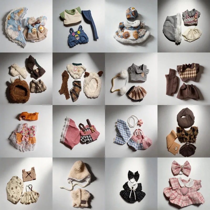 

17cm Doll Clothes Set for Small Dolls, Includes Dresses, Tops, Bottoms, Hats, and Accessories (Multiple Styles)