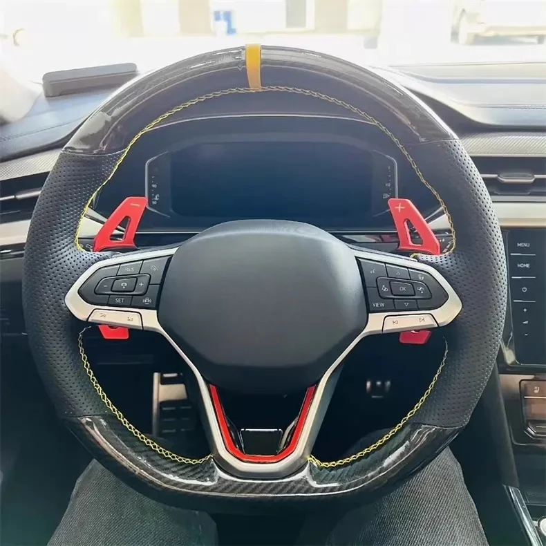 

Чехол на руль автомобиля из углеродного волокна, кожаный Atlas Golf 8 Mk8 Jetta Passat B9 Tiguan, чехол на руль для Volkswagen Sharan