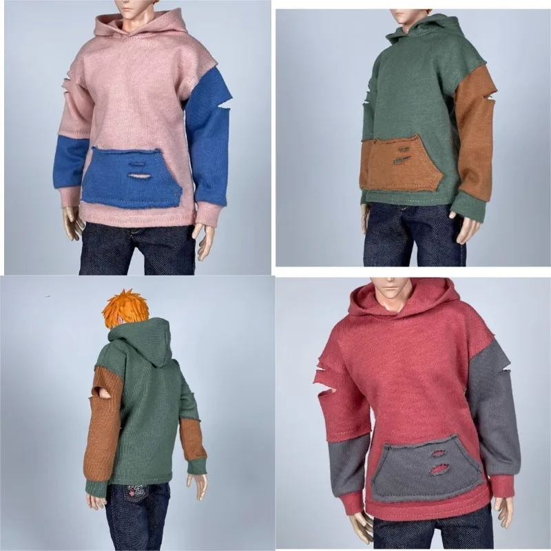 

1/6 Scale Hobbies Male Soldier Trendy Hole Splicing Hoodie Clothing Model Doll Decor for 12'' Action Figures Body Dolls