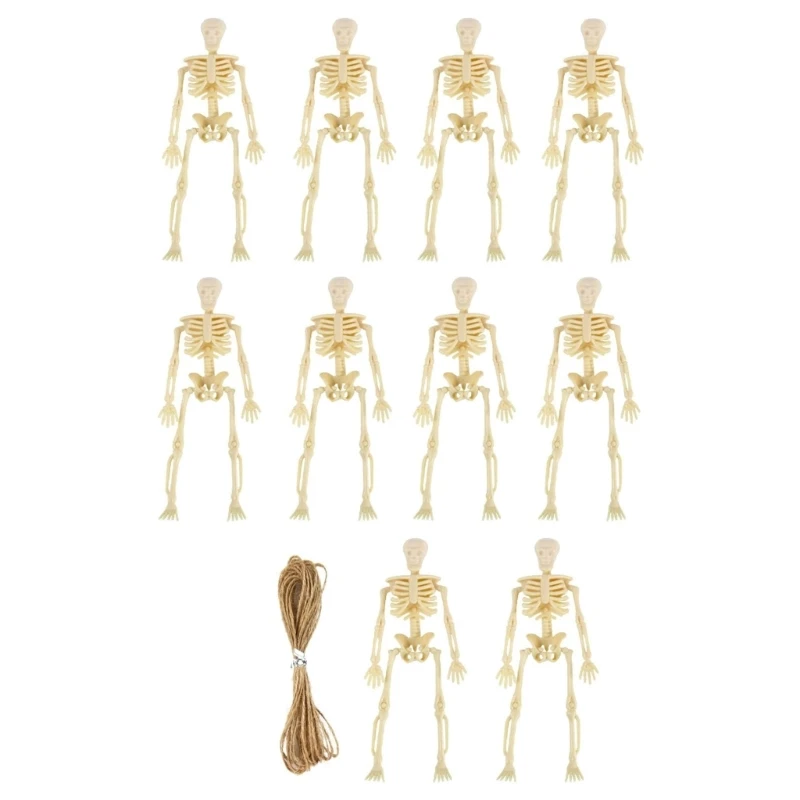 10pcs Halloween Skeleton Skull Bone Hanging Ornament Halloween Party Decoration for Home Bar Haunted House Horror Props