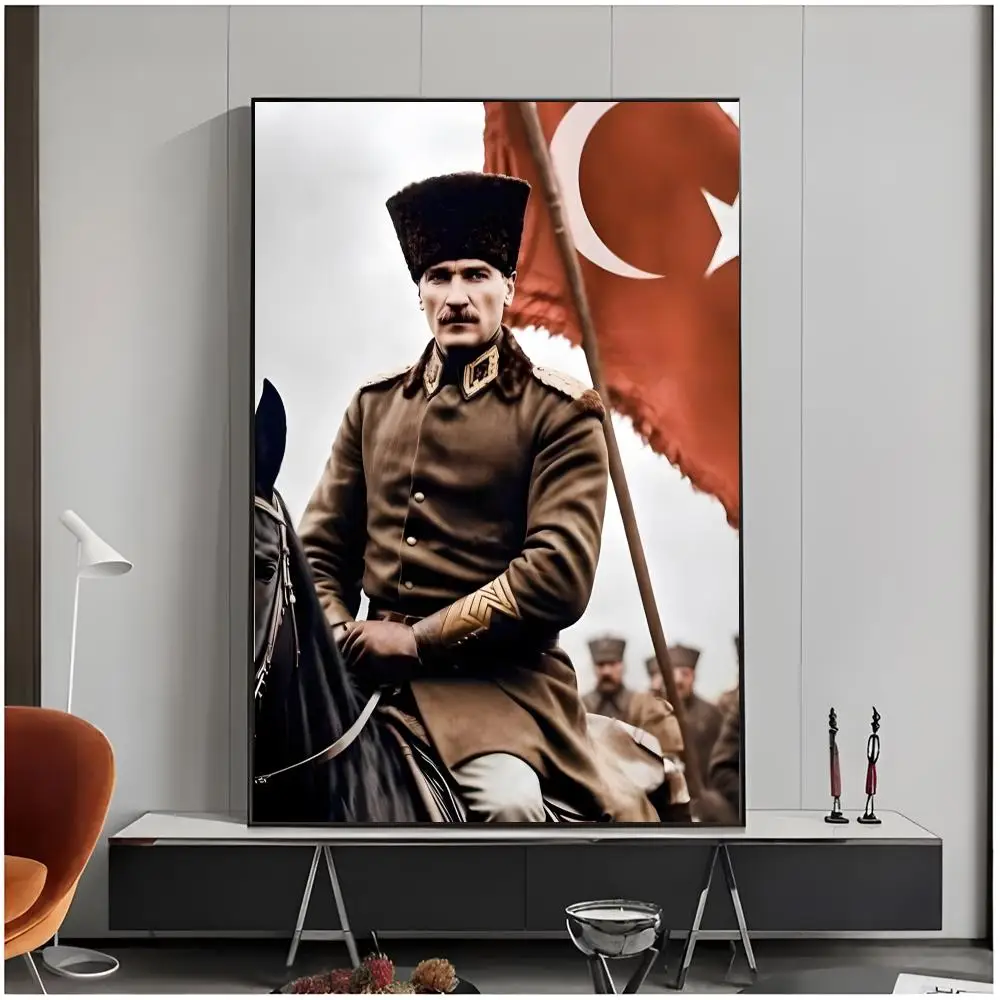 historical leader political figure Mustafa Kemal Ataturk Poster Living Room Bedroom Decorative Print Unframed Decor