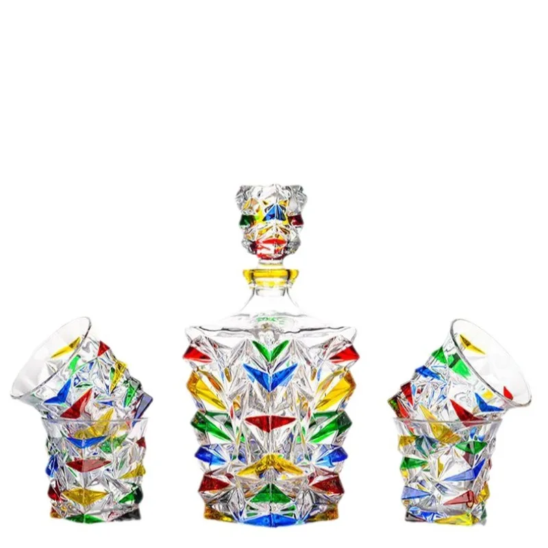 

Italy imported craft painted wine set, foreign wine cup whiskey cup , crystal glass wine bottle pot set