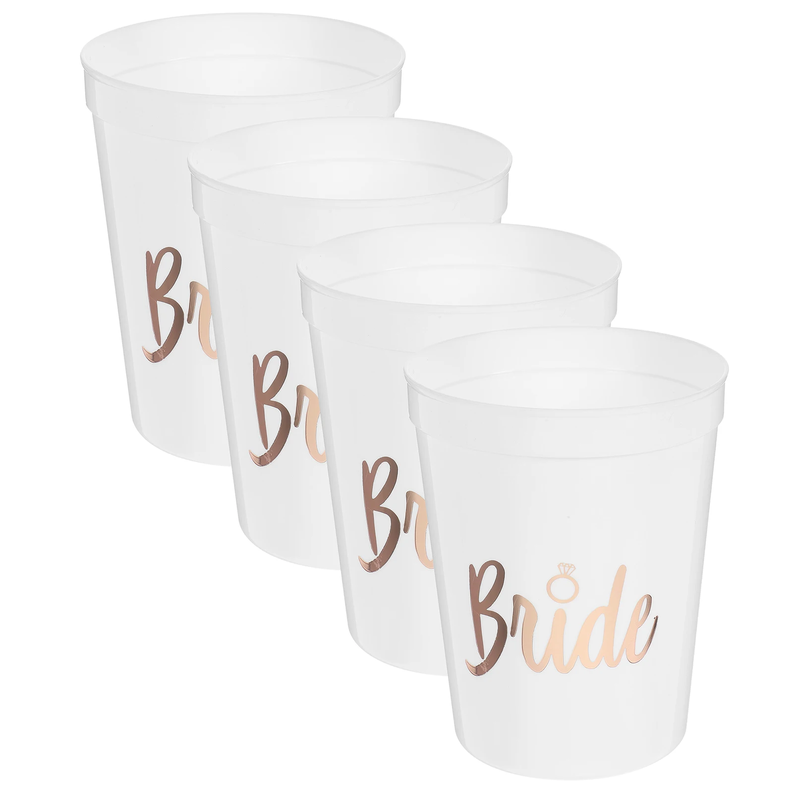 

4Pcs Shatterproof Plastic Storage Cups Featuring Bride Pattern Ideal for Party Wedding Festival Multi-Use Beverage Wine Cocktail