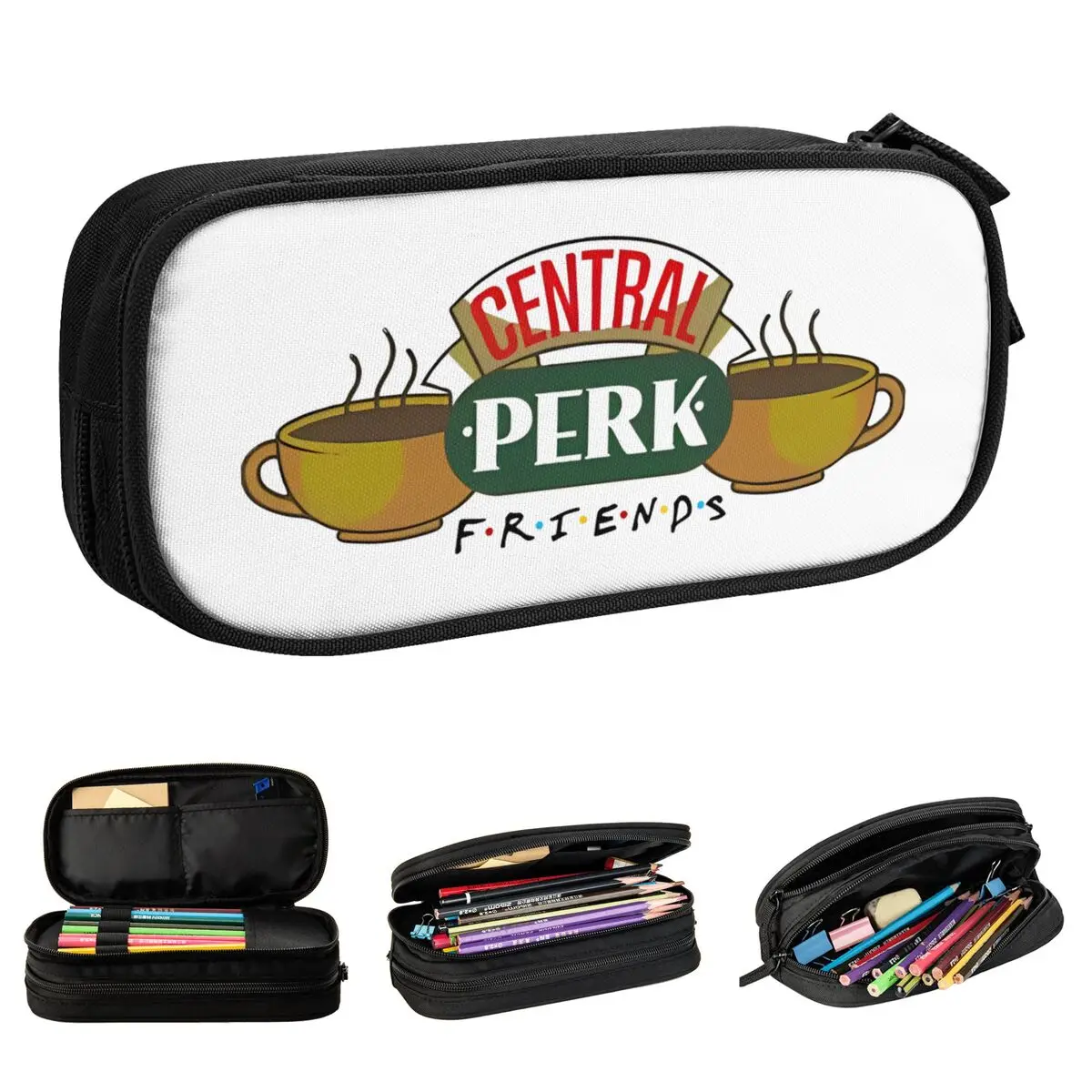 Central Perk Friends TV Show Pencil Cases Classic Cartoon Logo Pen Box Bag Student Big Capacity Students School Pencil Pouch